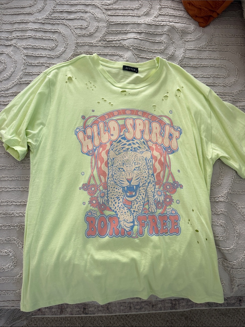 Zutter Neon Yellow "Wild Spirit Born Free" Graphic Tee